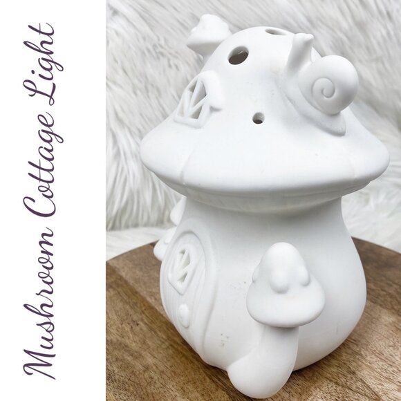 CERAMIC MUSHROOM SNAIL FAIRY HOUSE LIGHT LAMP READY TO PAINT - Picture 5 of 10